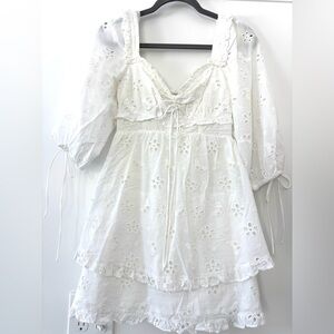 For Love And Lemons White Eyelet Mini Dress